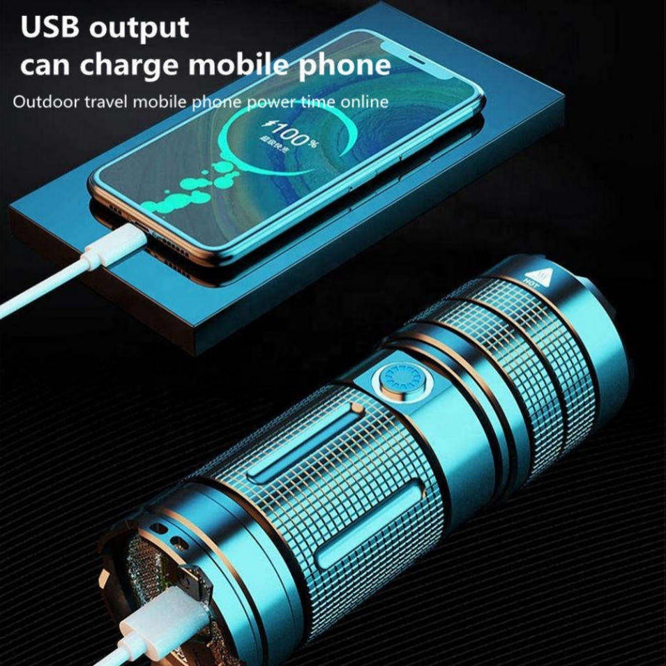 Strong Long-range Outdoor Rechargeable High-power Battery-charged Portable Light Zoom White Laser Super Bright Flashlight HS X3