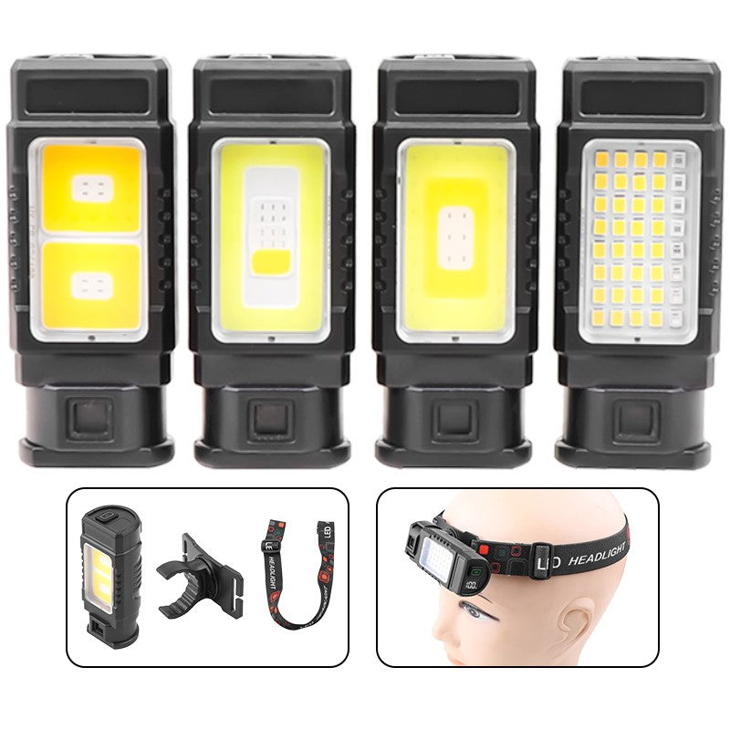 Strong Light COB LED Digital Power Display Headlight Tail Magnet 360° Rotation Headlight Waterproof IPX4 Mini Work Lighting