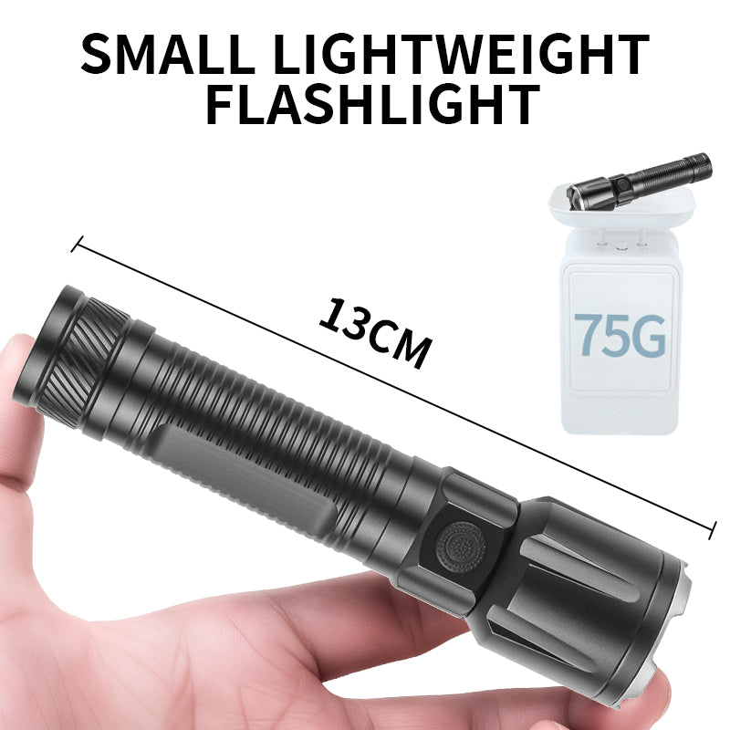 Portable Telescopic Zoom Long range Flashlight Type-c Rechargeable Power Display Torch Waterproof Flashlight with Tail Rope