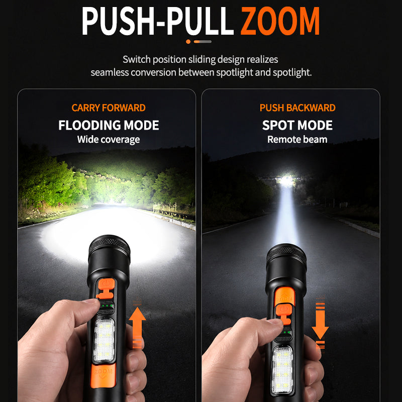 Portable 10W LED 5 Modes Rechargeable Flashlight with Side Lamp Handheld Waterproof Repair Emergency Outdoor X126