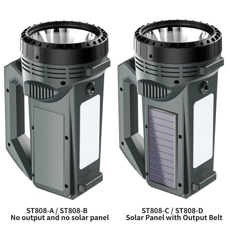 Portable USB Rechargeable LED Searchlight Solar Powered Long Range Tactical Torch for Outdoor Use Flashlight Portable Spotlights ST808