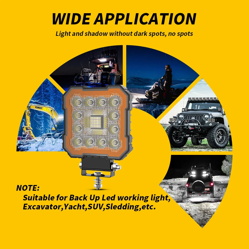 Auto Work Light 64 Led Light Round Square LED Offroad LED Bar 4 Inch Spot Flood Fog Lamp 9-36 V Off Road 4x4