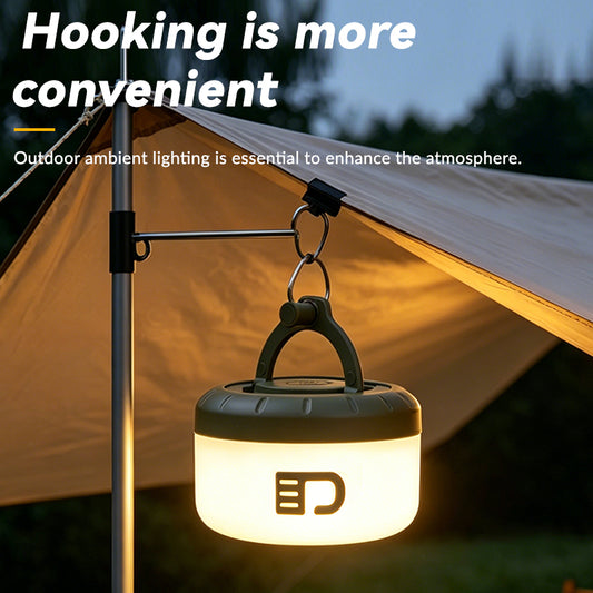 Camping Lantern with 8M Colorful LED String Lights 1800mAh Rechargeable Tent Light RGB Hanging Lantern for Camping Party HT-300