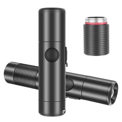 Long Range Small Flashlight 30W LED Telescopic Zoom 1200Lumen Torch IPX4 Lengthenable Stepless Dimming Flashlight