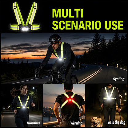 Rechargeable Night Running Cycling Light 180° Rotatable Detachable Front Rear Lights Reflective Strap Memory Function 8513