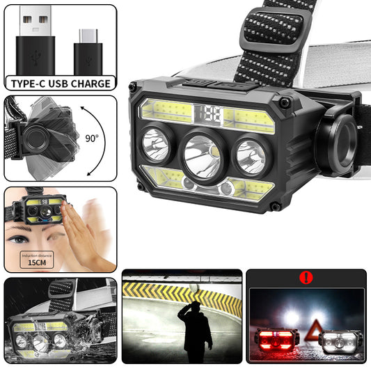 Flashlight Rechargeable with Built in 18650 Battery Strong Light Camping Adventure Fishing Head Light Headlamp