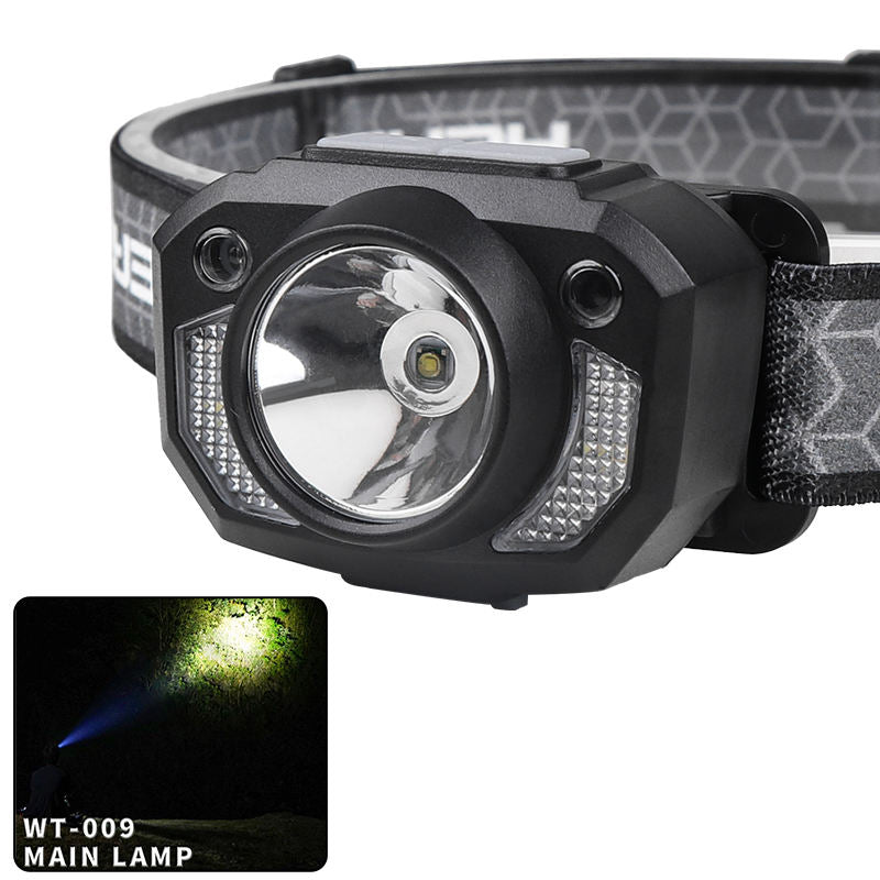 1200mAh Lithium Ion Built-in Mini ABS Type-C Motion Sensor 7 Modes IP66 Waterproof Rechargeable LED Headlamp WT-008
