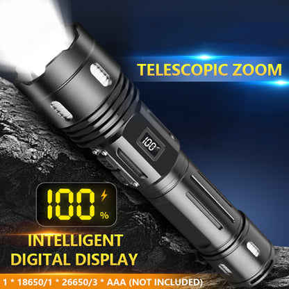 Powerful 30W Led Flashlights Ultra Bright Tactical Light Emergency Spotlights Telescopic Zoom Light Built-in Battery