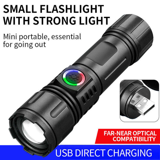 ABS Plastic Flashlight Torch Telescopic Zoom USB Charging Outdoor XHP50 LED High Lumens Camping Emergency Flash Light LY-005