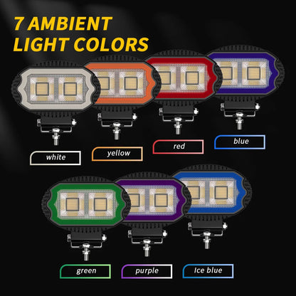 5.5-Inch 4X4 LED Spotlight 54LED DRL 6500K Truck Black Cover Square Headlights 17W 12-24V