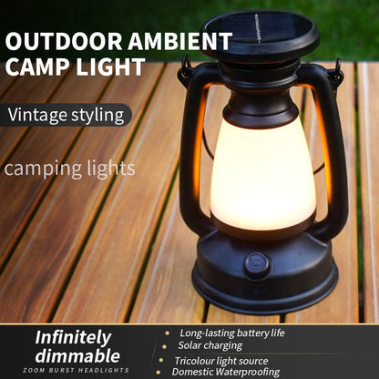 USB Rechargeable Camping Lantern Stepless Dimming of Cold and Warm Light Outdoor Tent Lamp with Solar Charging Camping Light LY16A