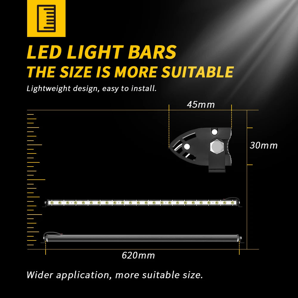 Offroad Car Single Row Slim LED Light Bar For Jeep SUV Pickup 4X4 Truck Hood Bumper LED Bar Fog Driving Lamp