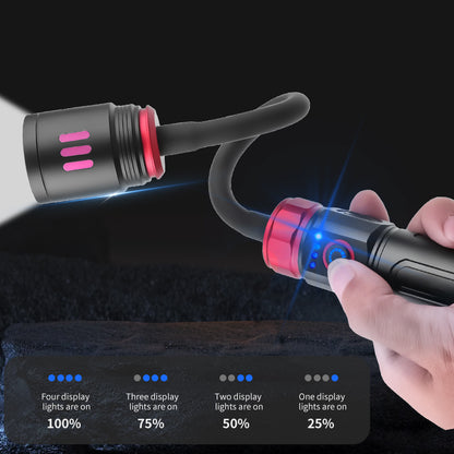 Outdoor LED Work Light Flexible Gooseneck Flashlight with Strong Magnet Type-C Rechargeable Torch for Camping BBQ Lamp