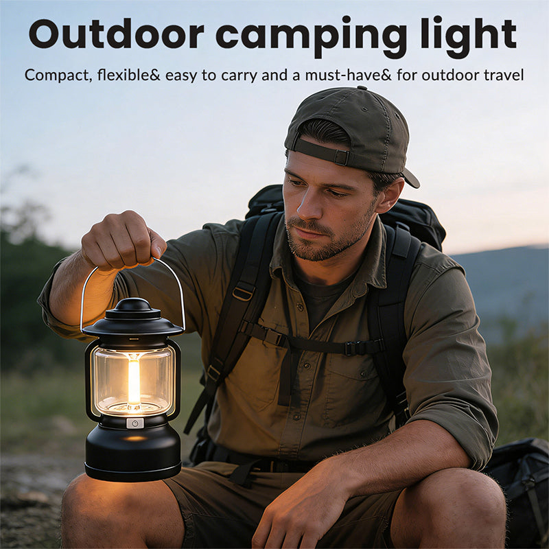 High Power LED Camping Lantern Vintage Style with Hook Camping Light Waterproof Outdoor Tent Light for Hiking
