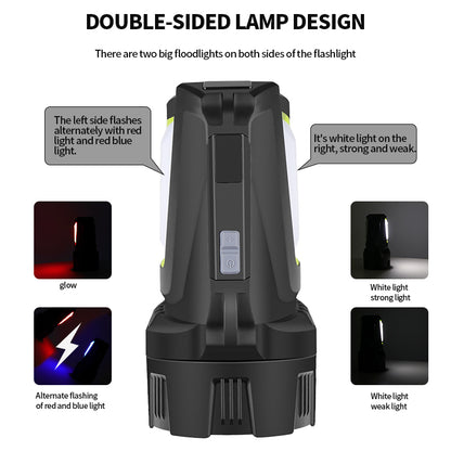 High Power Rechargeable Led Flashlight Work Camping Torch With Cob Side Light Lightweight Outdoor Lighting ABS Material