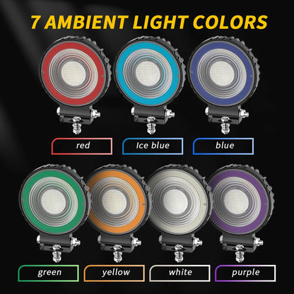 New 4inch Led 4X4 Round Spotlight 96LED DRL for Truck Led Working Lights Black Cover Led Square Headlights