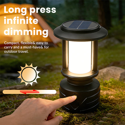 Solar USB Rechargeable Multifunctional Camping Light with Hook Retro Lantern Outdoor Table Lamp for Camp Tent Dinner SL-014