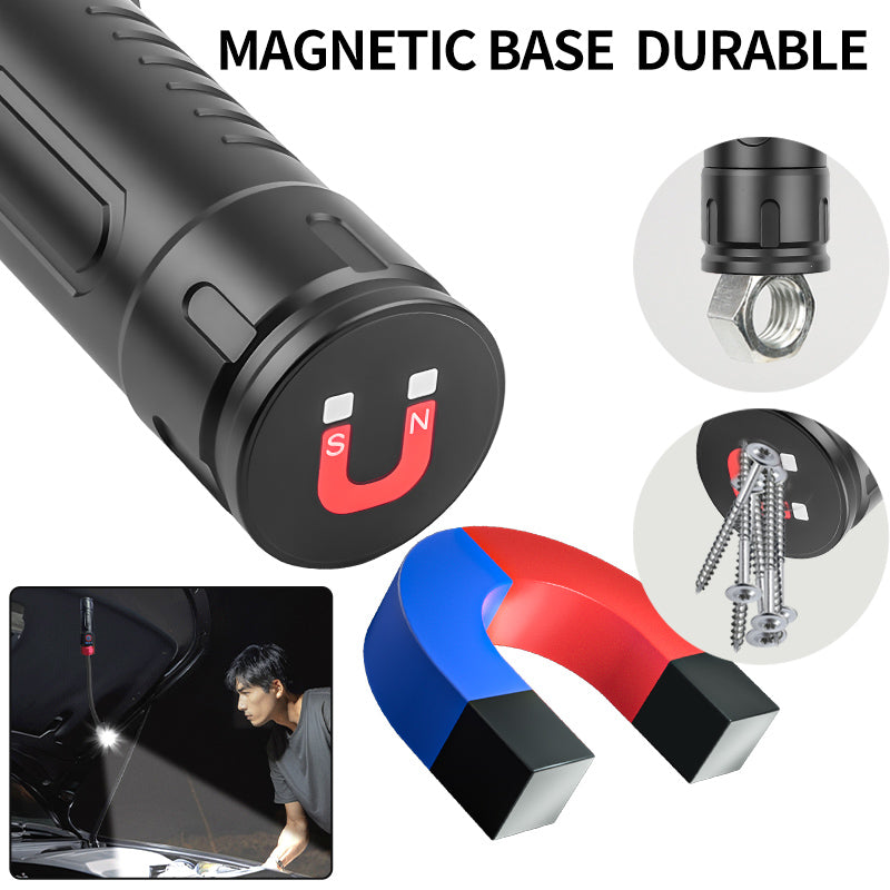 Outdoor LED Work Light Flexible Gooseneck Flashlight with Strong Magnet Type-C Rechargeable Torch for Camping BBQ Lamp