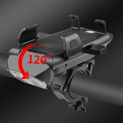 Front Light Mountain Bike Horn Lights One Button Lock Mobile Phone Rack Lighting Cycling Equipment Bicycle Headlight Four In One