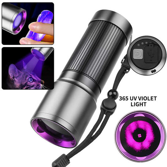 UV Flashlight 365nm Blacklight LED Flashlights Black Light Mini Pet Urine Detector Light for Dog/Cat Dry Stains Bed Bug