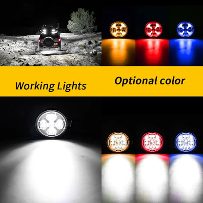 Round Auxiliary spotlight LED 3Inch Off-road Work Light With DRL Flash Strobe Fog Driving Light for Truck ATV SUV UTV