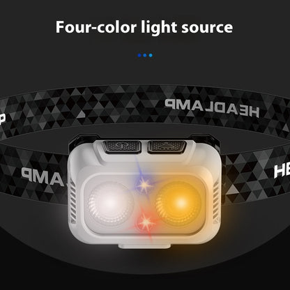 Headlamp With Proximity Sensor Dual Light USB-C Fast Charge Portable Bright Head For Camping/Night Fishing/Hike HS V116
