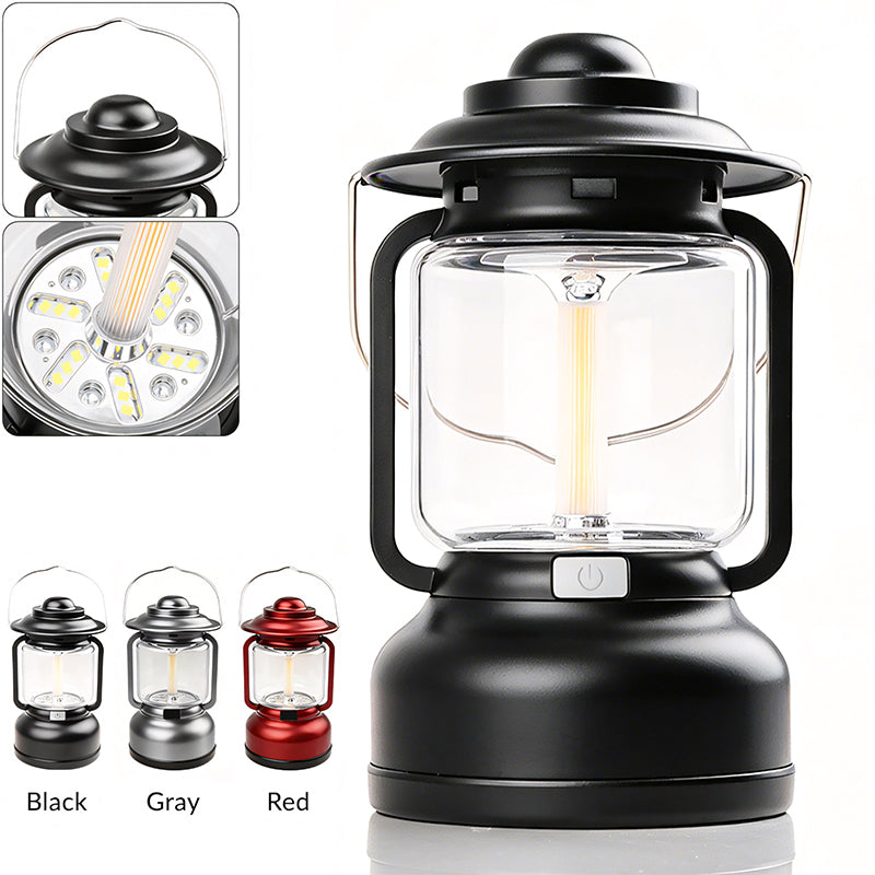 High Power LED Camping Lantern Vintage Style with Hook Camping Light Waterproof Outdoor Tent Light for Hiking