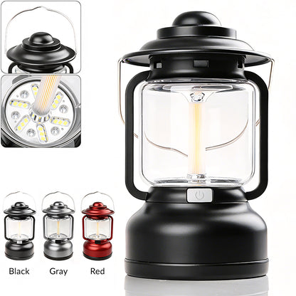 High Power LED Camping Lantern Vintage Style with Hook Camping Light Waterproof Outdoor Tent Light for Hiking