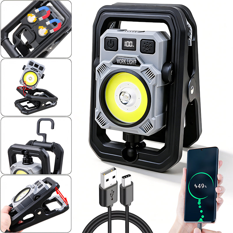 1200lm Multifunctional Worklight 360 Rotated Rechargeable Hook Magnetic Waterproof IP44 Portable COB Flashlight for Workshop