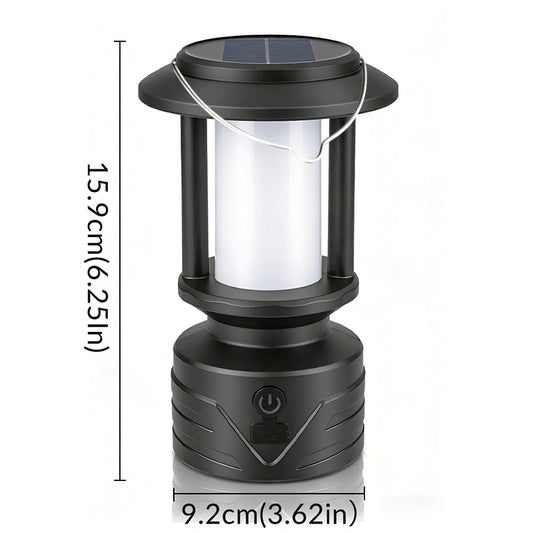 Solar USB Rechargeable Multifunctional Camping Light with Hook Retro Lantern Outdoor Table Lamp for Camp Tent Dinner SL-014