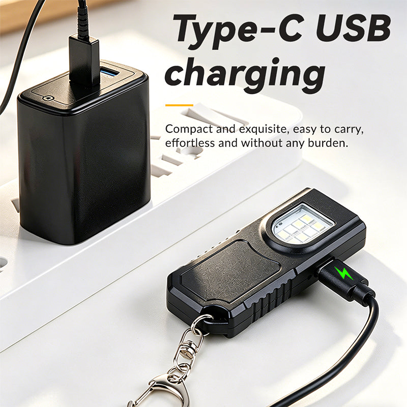 Mini ABS Waterproof Portable COB 5modes Magnetic Rechargeable 120 Lumens LED 300mAh Keychain Flashlight with Clip GZ001