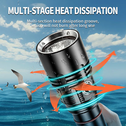 1500lm Diving Flashlight IPX8 Waterproof Scuba Light 30m Under Water Deep Sea Cave at Night 6000mah 21700 Battery Diving Light D702