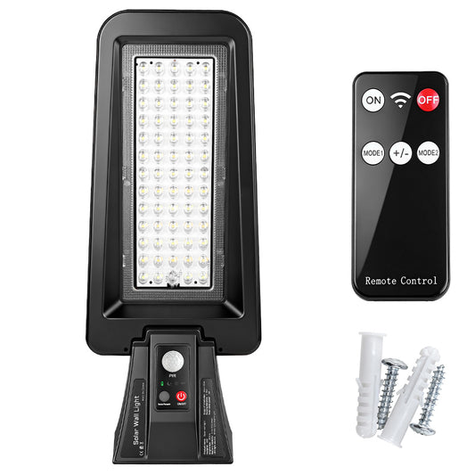 Solar Wall Light 34+30 LED 6000K Daylight Waterproof Motion Sensor with Remote Control Dusk to Dawn Outdoor Garden Lighting SW02