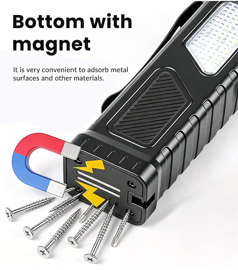 Rechargeable LED Work Light 180° Rotatable Magnetic Work Led Light Red Blue Warning Light Pocket Torch for Auto Repair G908