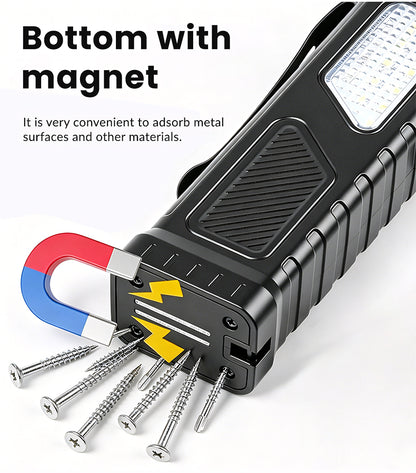 Rechargeable LED Work Light 180° Rotatable Magnetic Work Led Light Red Blue Warning Light Pocket Torch for Auto Repair G908