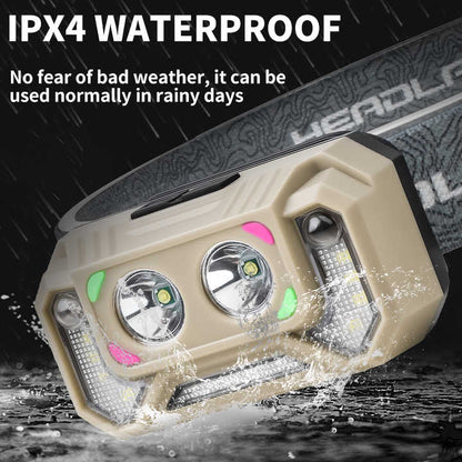 LED Induction Super Bright Headlight Built-in Battery Rechargeable Waterproof Portable Headlamp Outdoor Camping Fishing Light