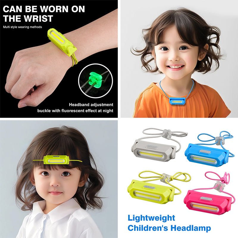 Kids Multifunctional Portable Headlamp 12 COB LED Flood Beam 360 Rotating Light USB-C Rechargeable for Camping & Fishing DH08C