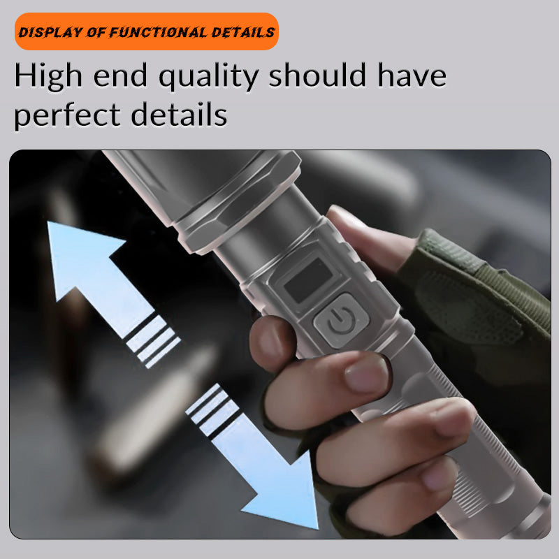 30W Long Range Flashlight 1000 Lumens Tactical Digital Power Display Aluminum Alloy LED Fluorescent Portable Outdoor Torch