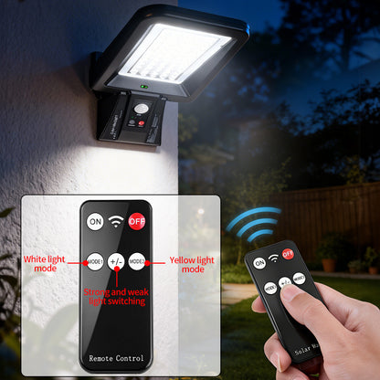 Solar Wall Light 34+30 LED 6000K Daylight Waterproof Motion Sensor with Remote Control Dusk to Dawn Outdoor Garden Lighting SW02
