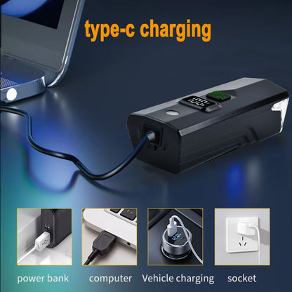 Bicycle Taillight Rear ABS Night Riding Headlight Type-C Charging Electric Display 500 Battery Bicycle Accessories HS-B7