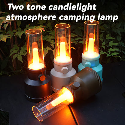 Dual Color Temperature ABS Camping Lantern Outdoor 1 LED Rotary Stepless Dimming USB C Rechargeable Camping Light DS-808