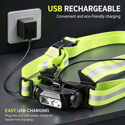Rechargeable Night Running Cycling Light 180° Rotatable Detachable Front Rear Lights Reflective Strap Memory Function 8513