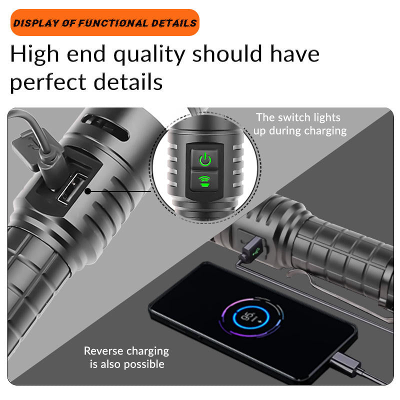 Ultra Bright Torch Built-in Battery Flash Light Emergency Spotlights Most Powerful Led Flashlights Tactical XC-511