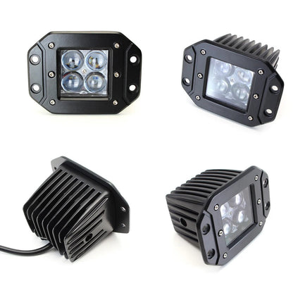 48W 4D Lens 5 inch Flush Mount LED Work Light Pods Amber White Strobeflash Reverse Backup Lamp & Free Wiring Harness Kit