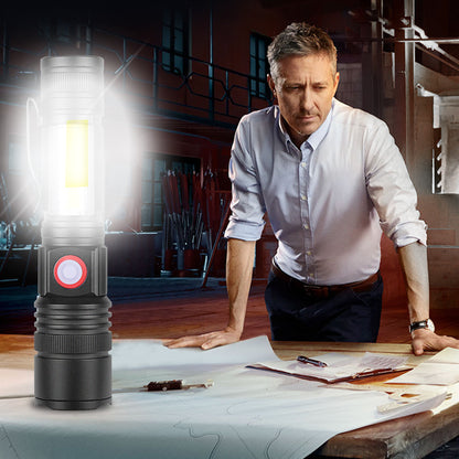 LED Flashlight Waterproof Flashlight Magnetic Torch Zoom XHP50+COB Flashlight With A Clip Portable Hand Light 18650 Battery