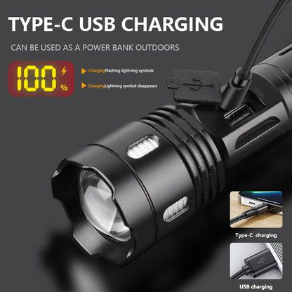 Powerful 30W Led Flashlights Ultra Bright Tactical Light Emergency Spotlights Telescopic Zoom Light Built-in Battery