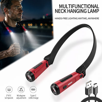 LED Neck Light USB Rechargeable Headlamp Double-press Switch 90° Adjustment for Night Running Camping Work Lamp G904