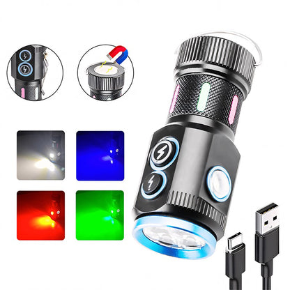 Mini 4LED Flashlight Multifunctional Magnetic Strong Light Work Torch Cob Side Light Outdoor Waterproof Camping Lantern