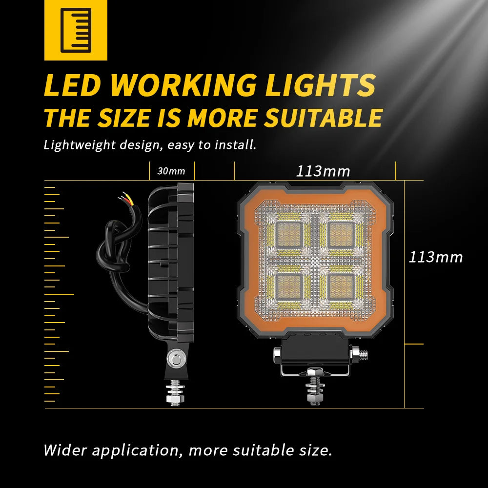4 Inch Knight Square Floodlight 100LED Car Work Light For Jeep Truck Boat Tractor ATV Offroad 4X4 Barra LED Headlig