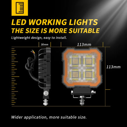 4 Inch Knight Square Floodlight 100LED Car Work Light For Jeep Truck Boat Tractor ATV Offroad 4X4 Barra LED Headlig